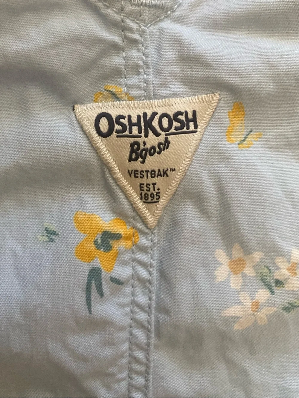 OshKosh B'gosh Blue Floral Shortalls Overalls Size 3T